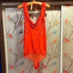 Free People Bright Orange Bodysuit